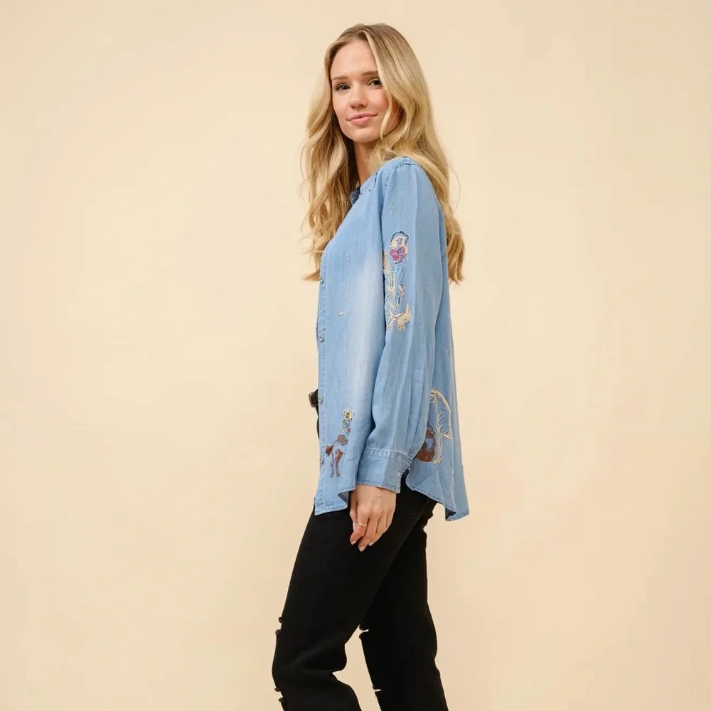 Western Embroidered Button-Up Jacket - Picture 6 of 9